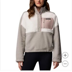 Columbia Women's Gray and White Fleece Hoodie